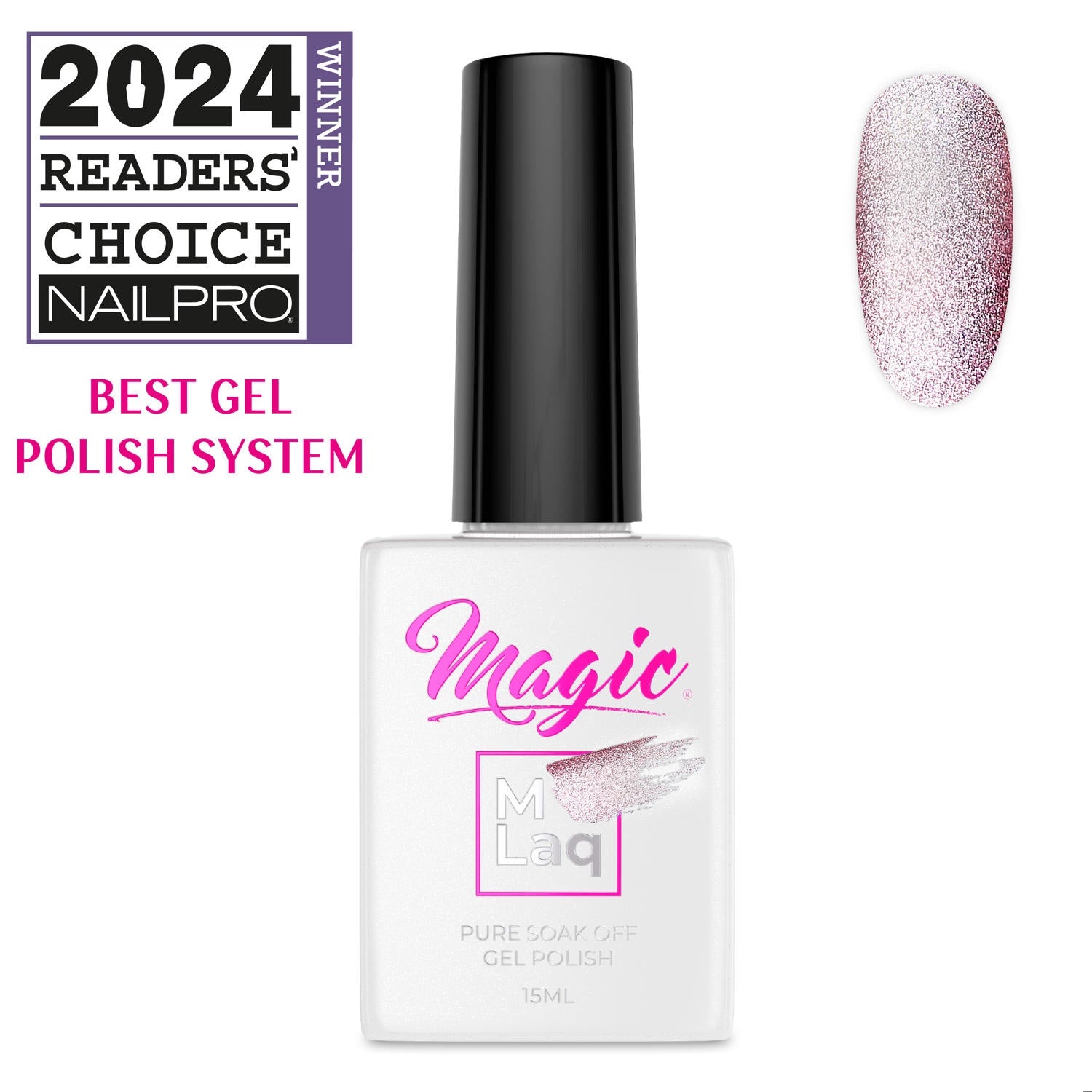Magic Gel Polish MLaq 15 ml - Pink Cat Eye #376