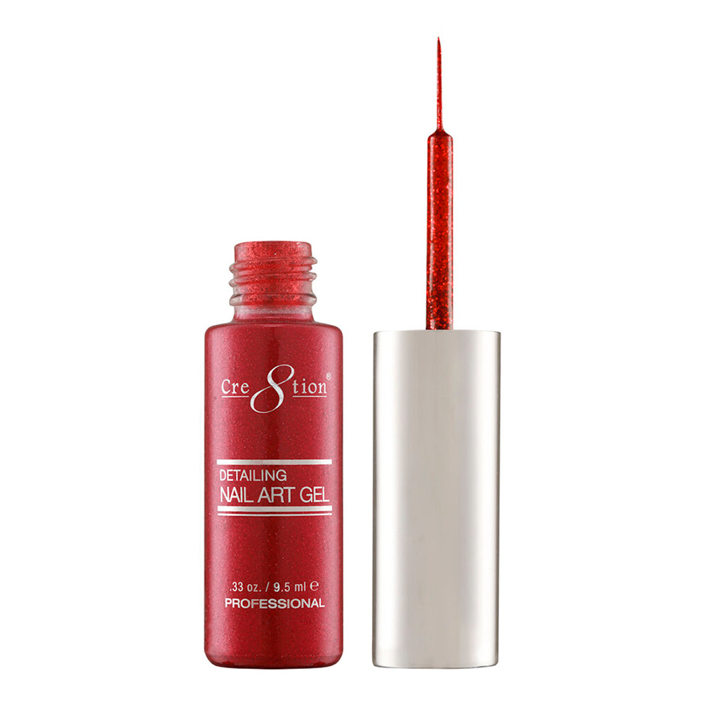 Cre8tion Detailing Nail Art Gel 0.33oz- 28 Red Glitter 1263