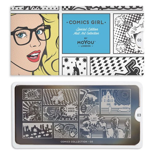 MoYou Nail Art Plate Collection Comics Girl 03 #MPCOM03