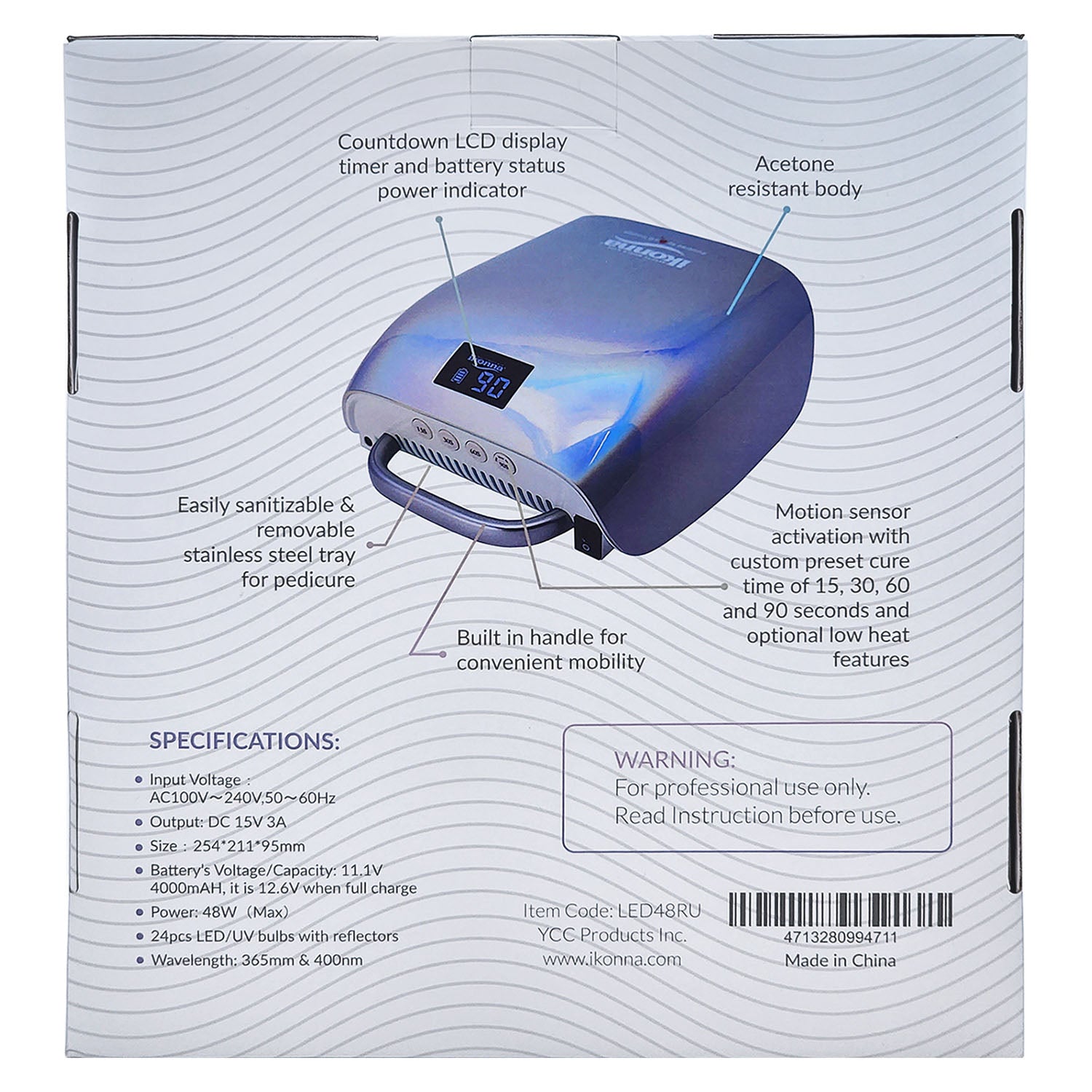 Ikonna Rechargeable UV/LED Lamp 48W Unicorn LED48RU