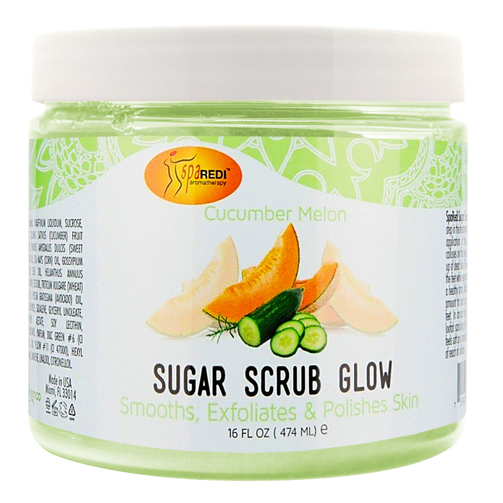 Spa Redi Sugar Scrub Glow 16oz - Cucumber Melon C01S- 01340