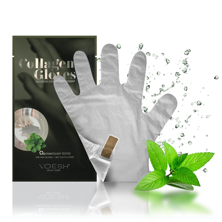 Voesh Collagen Gloves W/Peppermint 1Pair - VHM212PEP #02003