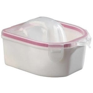 White Warming Manicure Bowl, Pink/Blue Stripe MB315