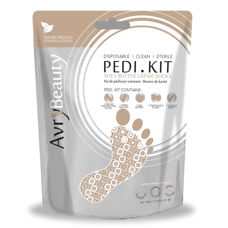 AvryBeauty Pedi Kit W/Shea Butter Socks AK005SHEA-P 00736
