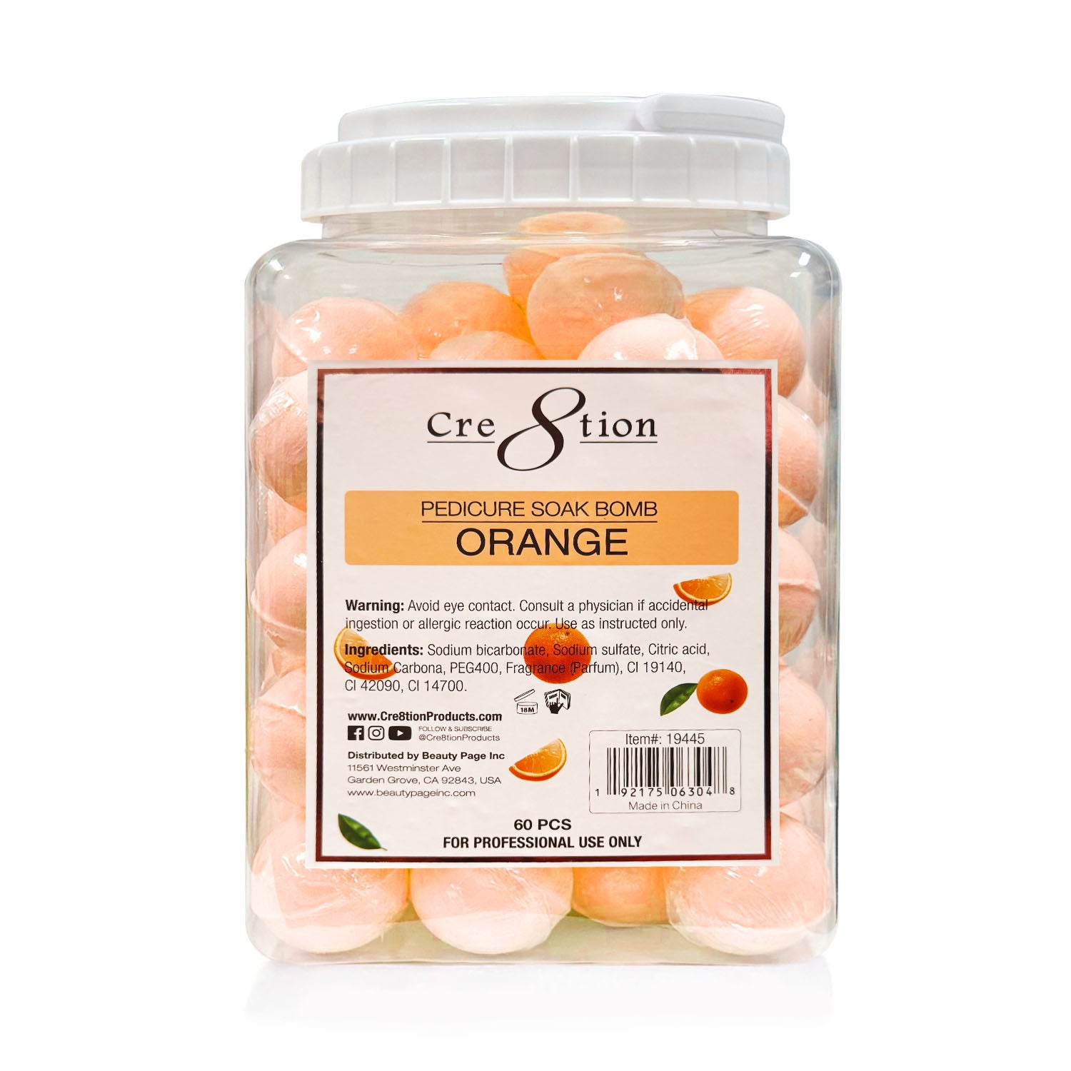 Cre8tion Pedicure Soak Bomb 60 pcs - Orange 19445
