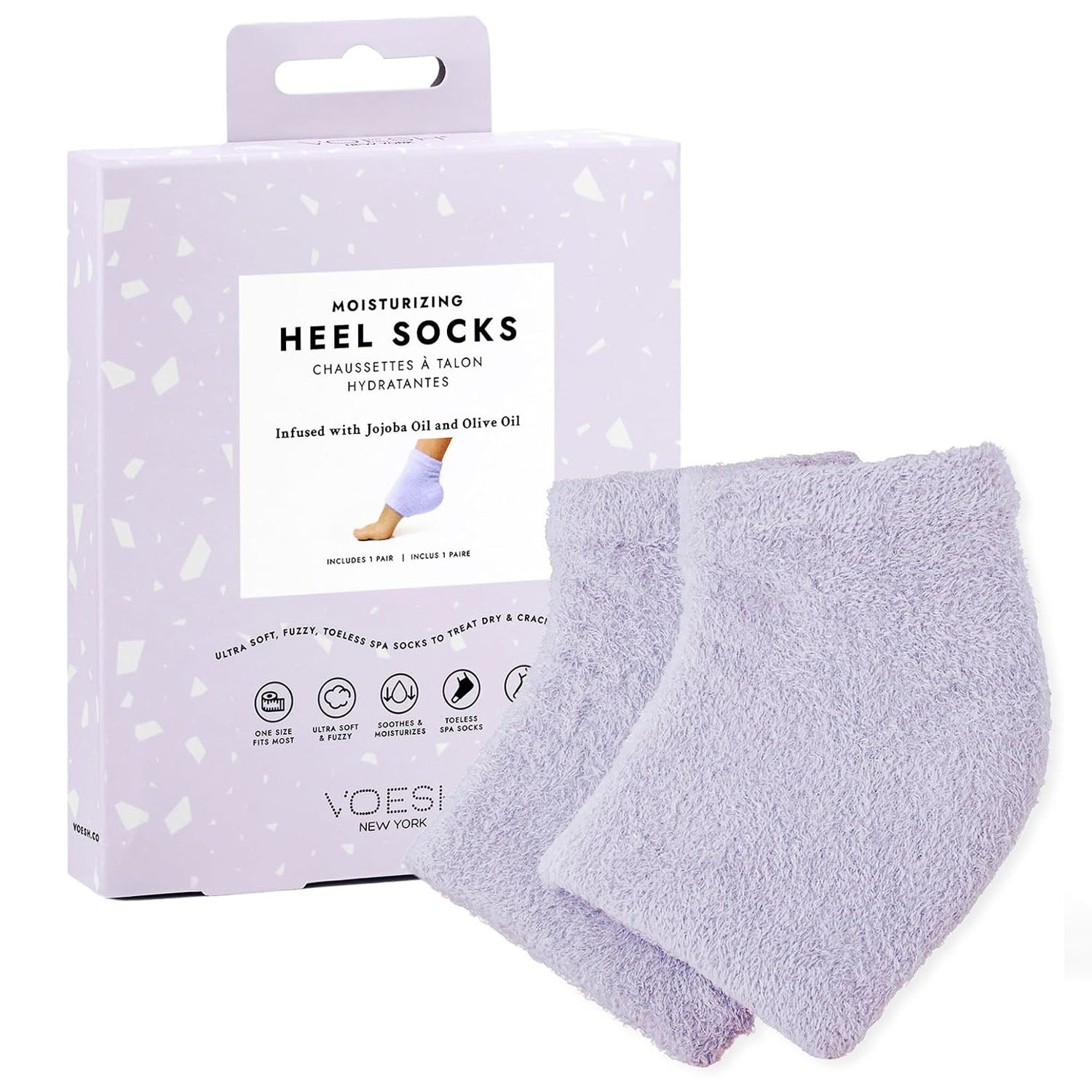 Voesh Microfiber Moisturizing Heel Socks Lavender VFS003LVR