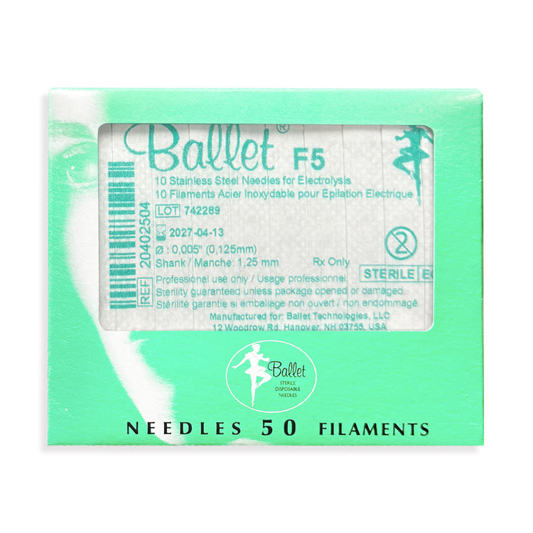 Ballet Stainless Steel Electrolysis Needles F5 -50/pk 02504