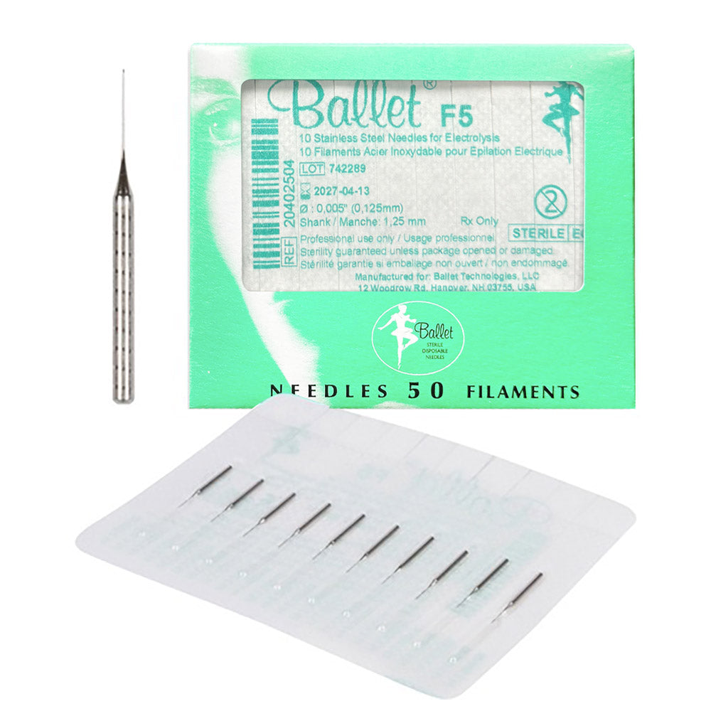 Ballet Stainless Steel Electrolysis Needles F5 -50/pk 02504