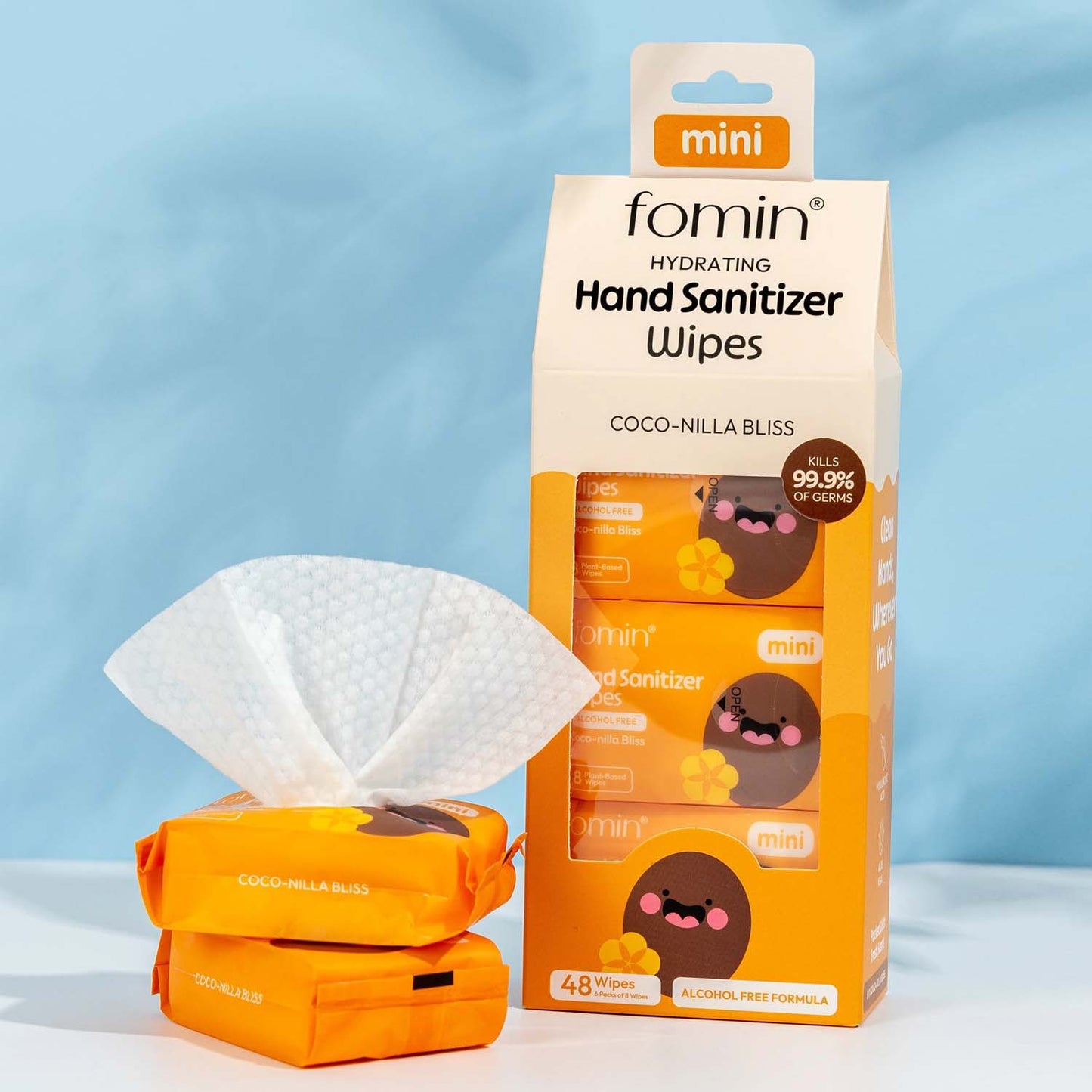 Fomin Hydrating Hand Sanitizer Wipes Coco-Nilla Bliss 96094