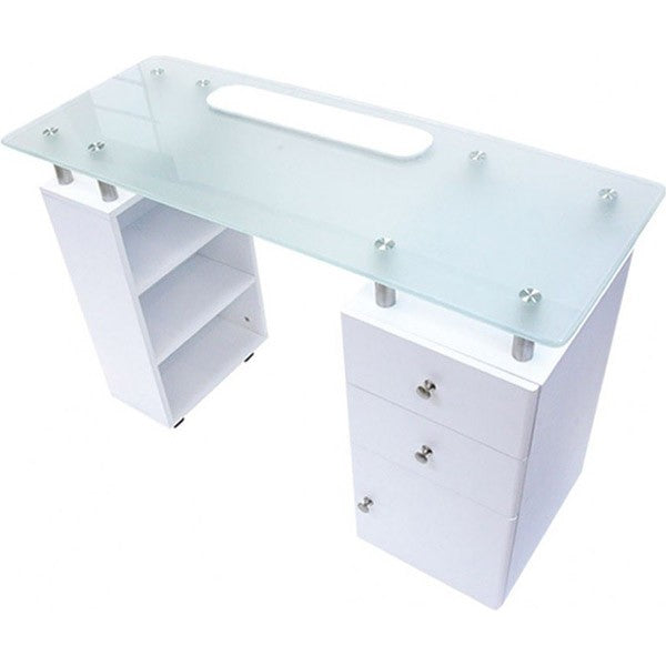 J&A Nail Table White With Frosted Glass Top(2pcs/set)DP-3438