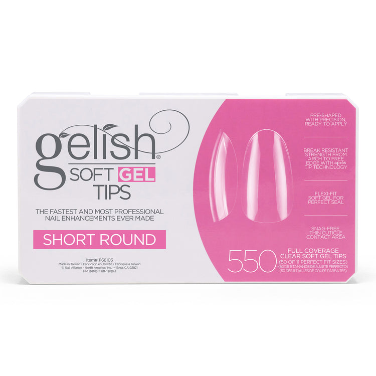 Gelish Clear Soft Gel Tips Short Round 550 Tips 1168103