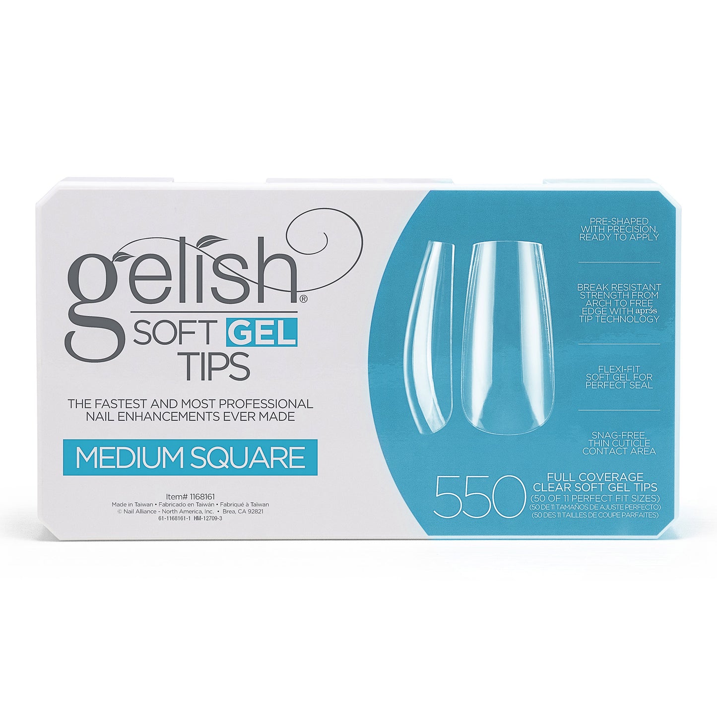 Gelish Clear Soft Gel Tips Medium Square 550 Tips 1168161