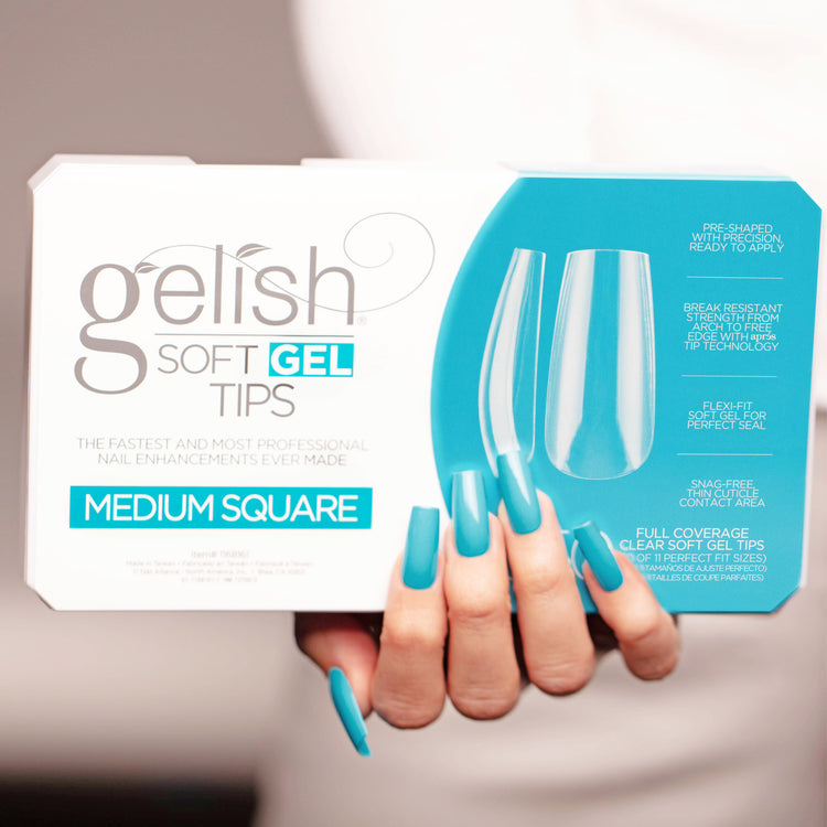 Gelish Clear Soft Gel Tips Medium Square 550 Tips 1168161