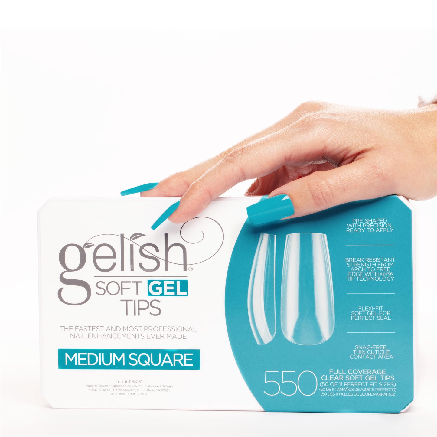 Gelish Clear Soft Gel Tips Medium Square 550 Tips 1168161