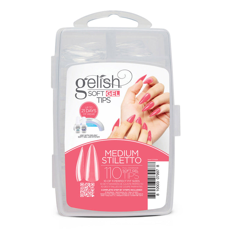 Gelish Clear Soft Gel Tips Medium Stiletto 110 Tips 1270004
