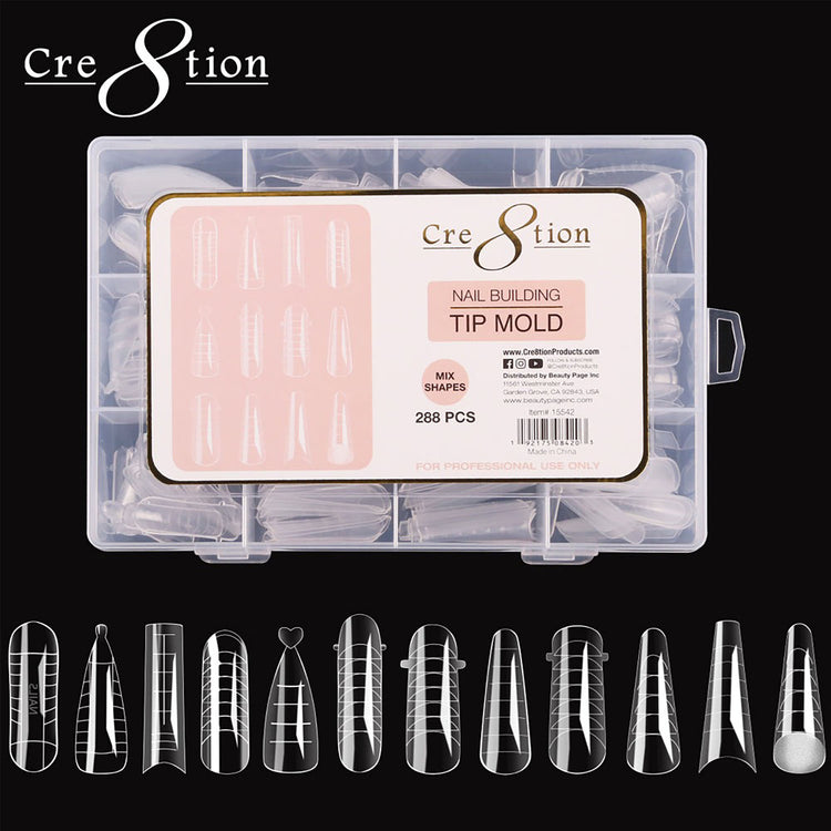 Cre8tion Nail Building Tip Mold 288pcs Mix Shapes 15542
