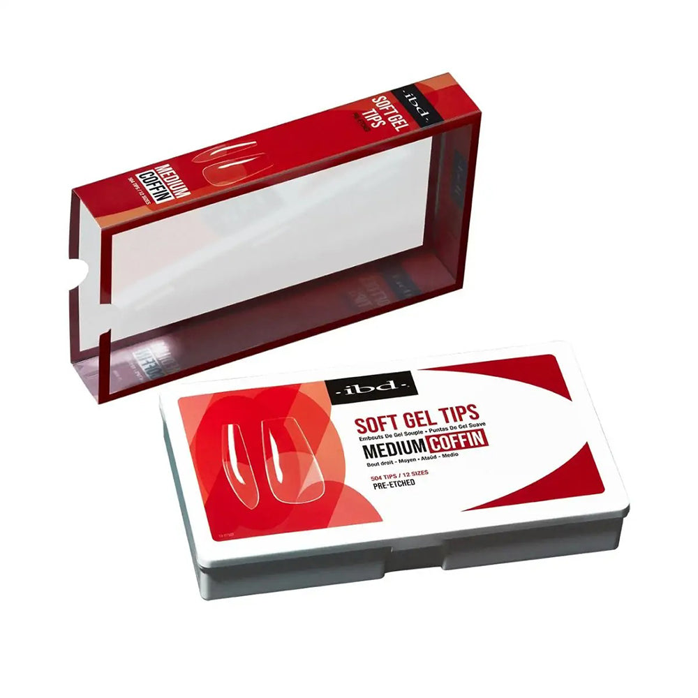IBD Soft Gel Tips 504 Tips 12 Sizes - Medium Coffin 36205