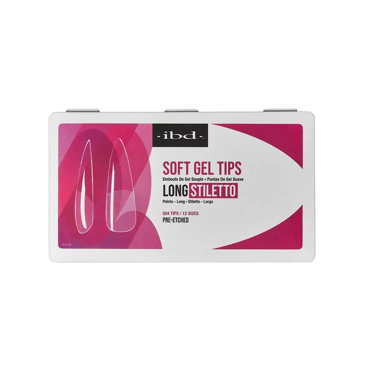 IBD Soft Gel Tips 504 Tips 12 Sizes - Long Stiletto 36208