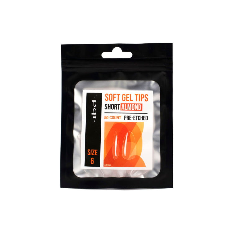 IBD Soft Gel Tips 50ct Short Almond Size 6 37454