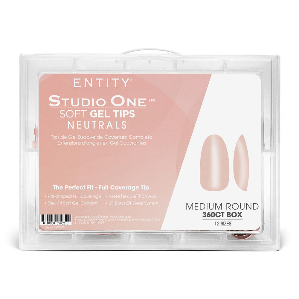 Entity Soft Gel Tips Medium Round 360CT Nude 5600023