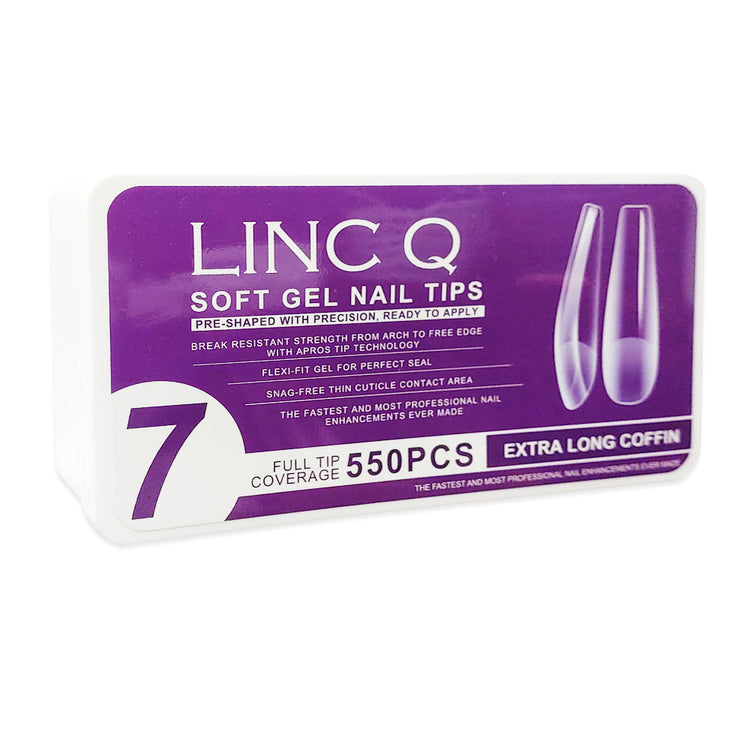 Linc Q Nail Tips 7 Full Tip EX-Long Coffin 550PC 89476