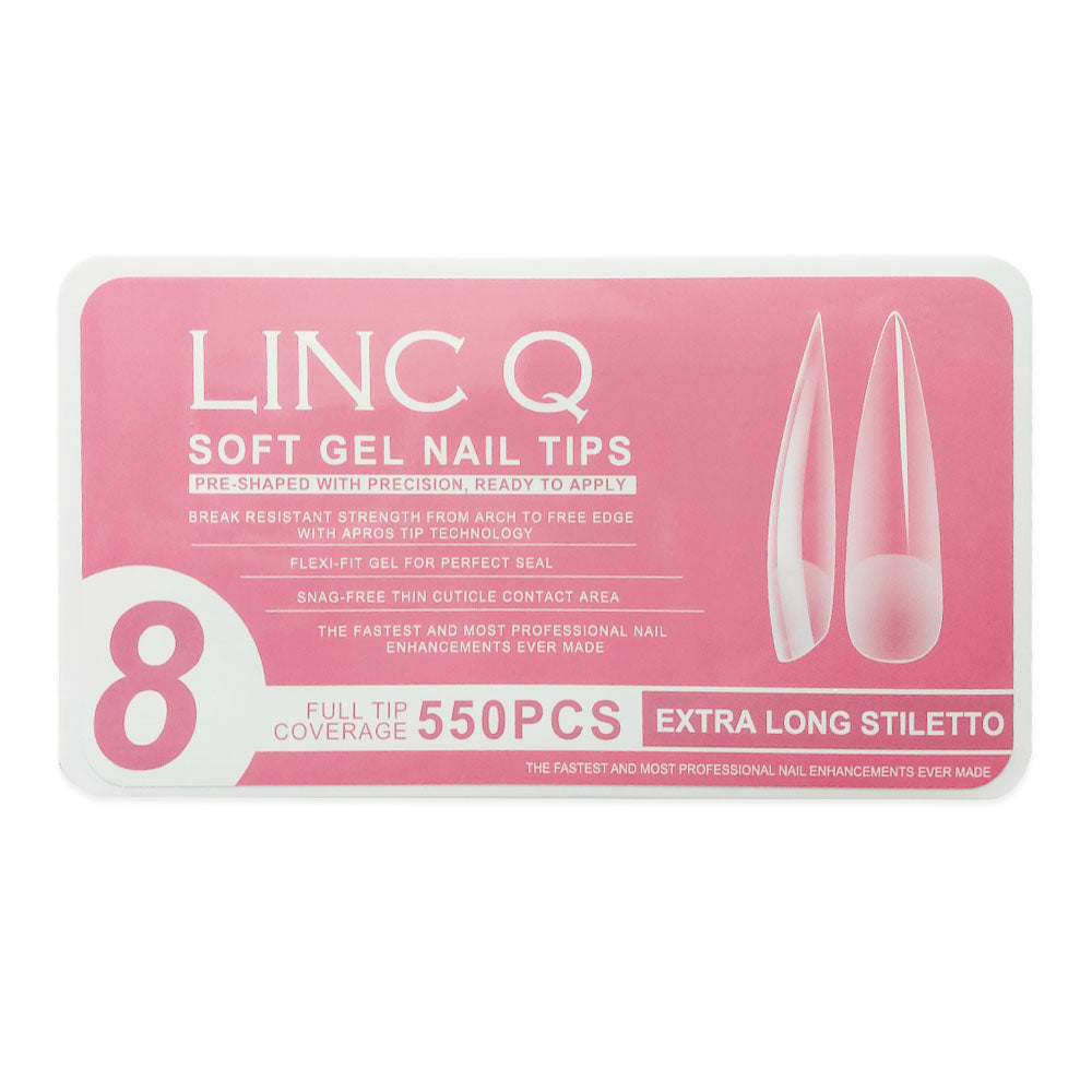 Linc Q Nail Tips 8 Full Tip EXLong Stiletto 550PC 89477