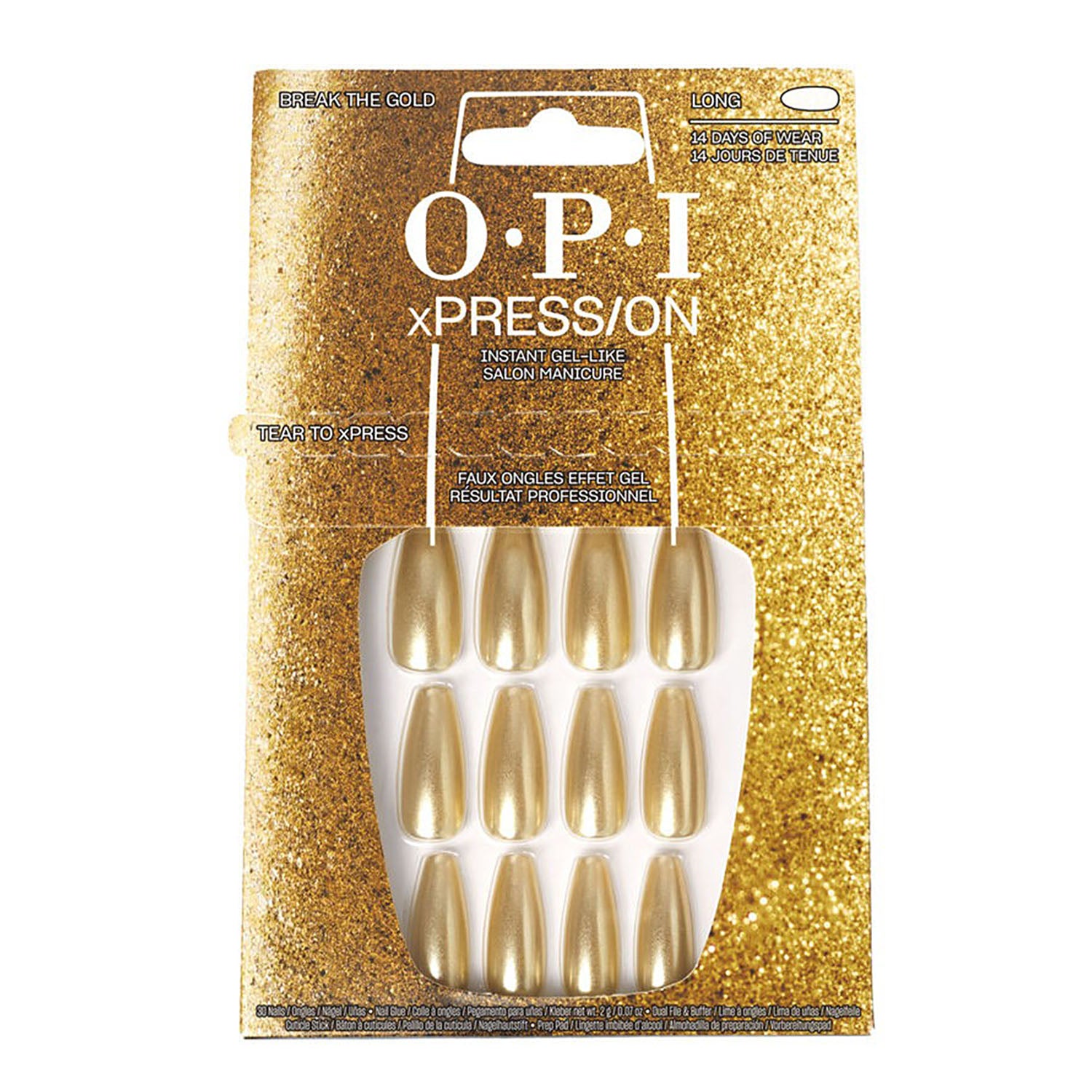 OPI xPRESS/ON Press On Nails Tips Effect - Break The Gold L