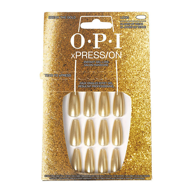 OPI xPRESS/ON Press On Nails Tips Effect - Break The Gold L
