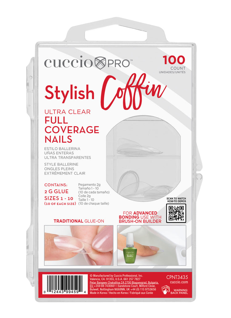 CuccioPRO Stylish Coffin Ultra Clear Tips 100ct. CPNT3435