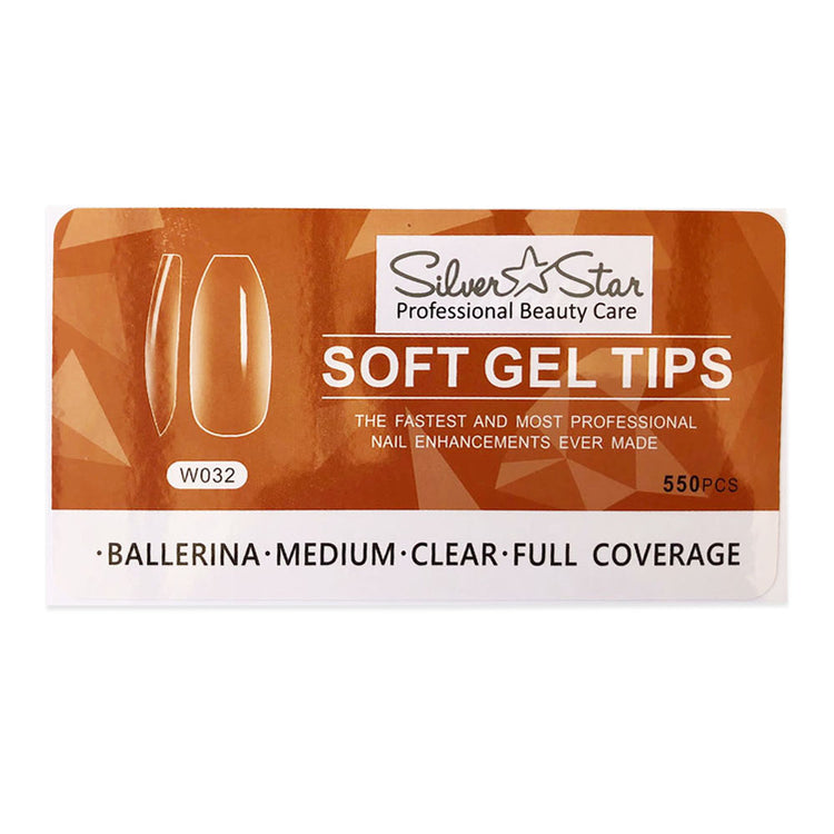 Silver Star GelTips 550PC Ballerina ClearFullCoverage M W032