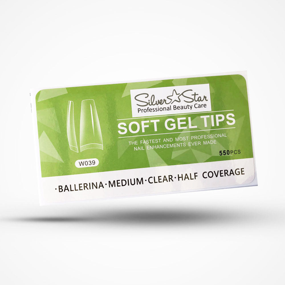 Silver Star GelTips 550PC Ballerina ClearHalfCoverage M W039