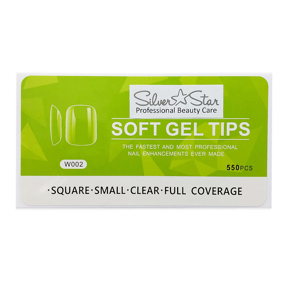 Silver Star Gel Tips 550PC Square Clear Full Coverage S W002