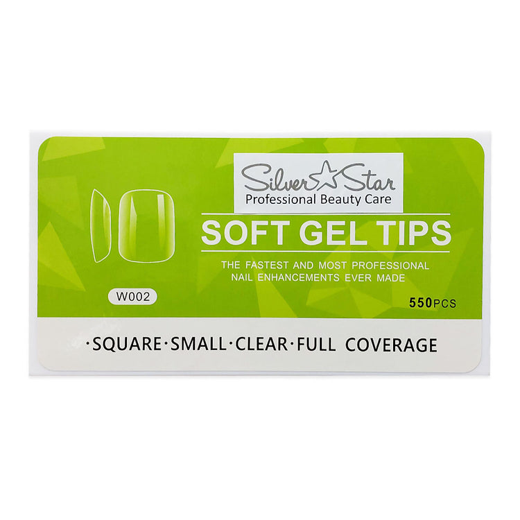 Silver Star Gel Tips 550PC Square Clear Full Coverage S W002