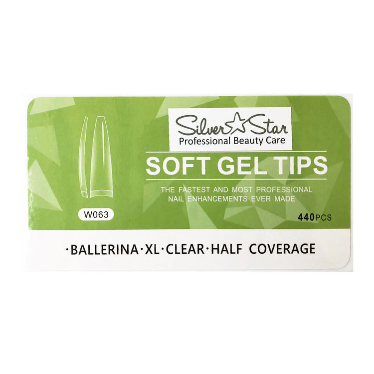 Silver Star GelTips 550PC Ballerina ClearHalfCoverageXL W063