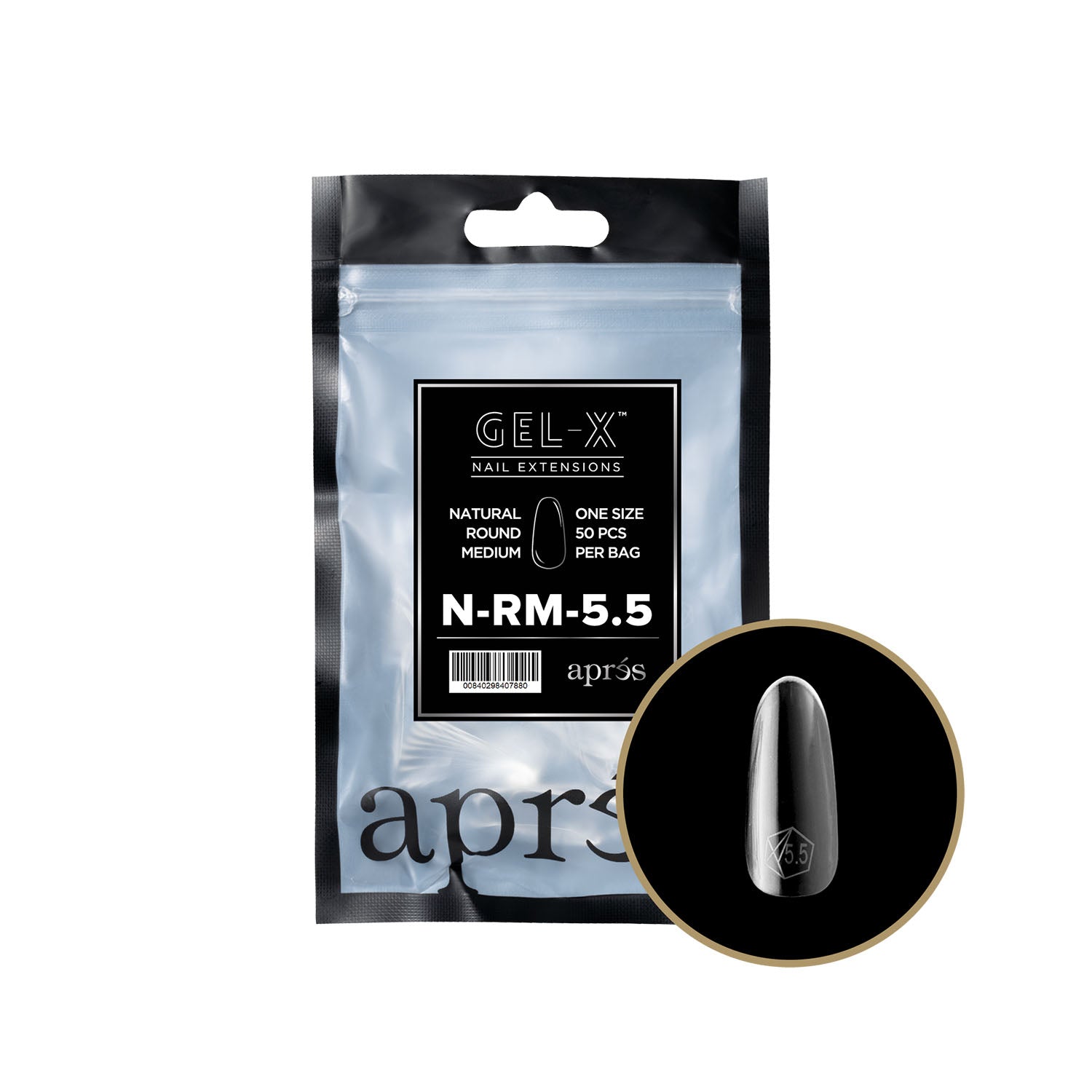 Apres Gel-X Tips Natural Round Medium 50PK NRM5.5