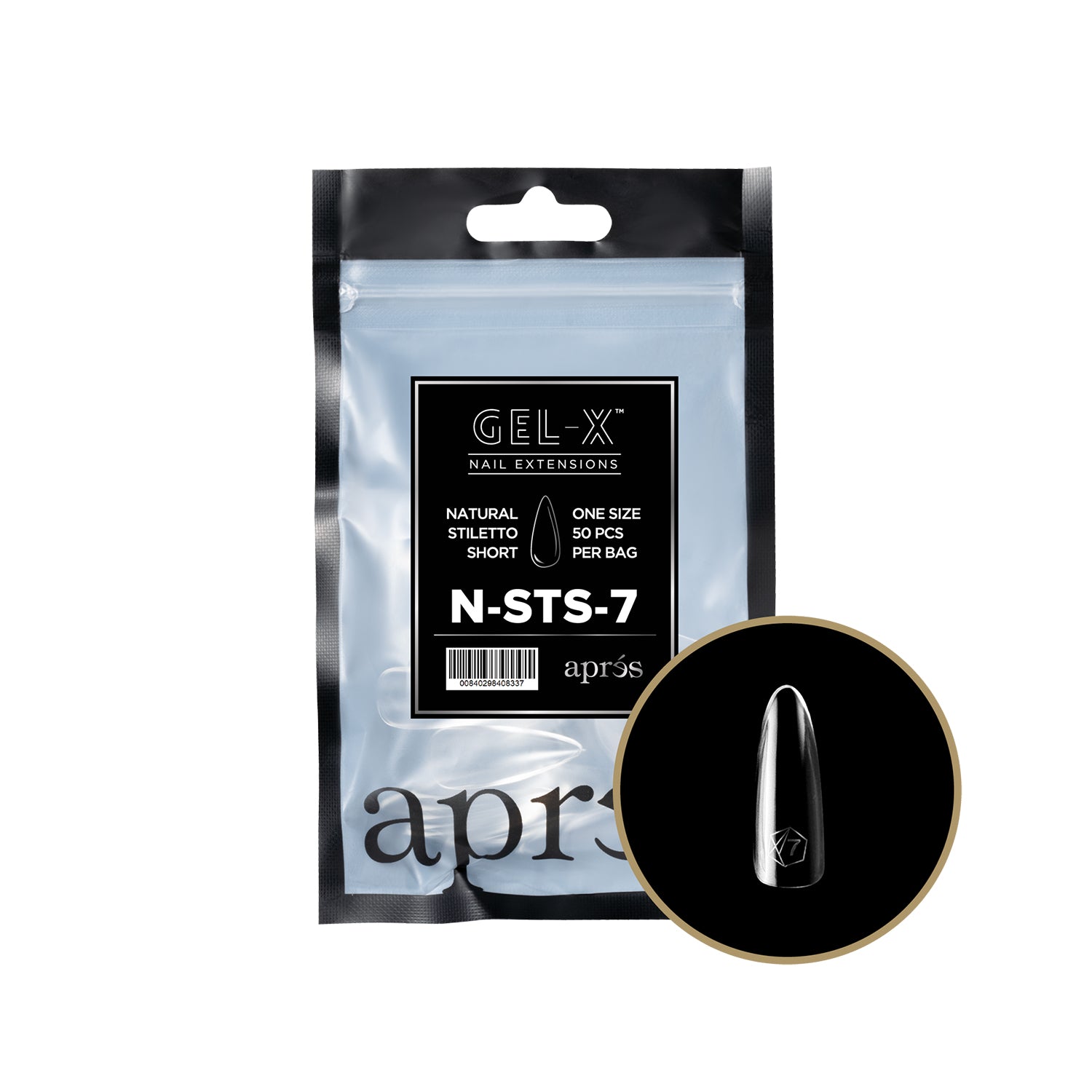 Apres Gel-X Tips Natural Stiletto Short Refill Bag NSTS7