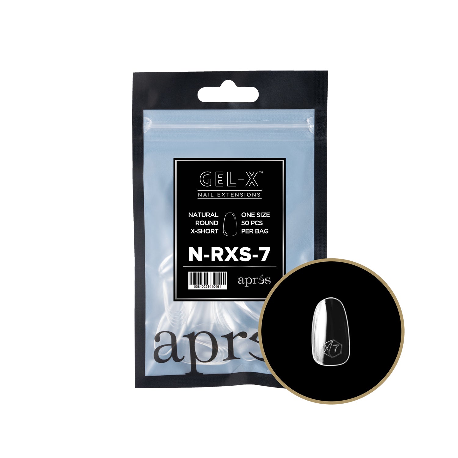 Apres Gel-X Tips Natural Round X-Short Refill Bag NRXS7