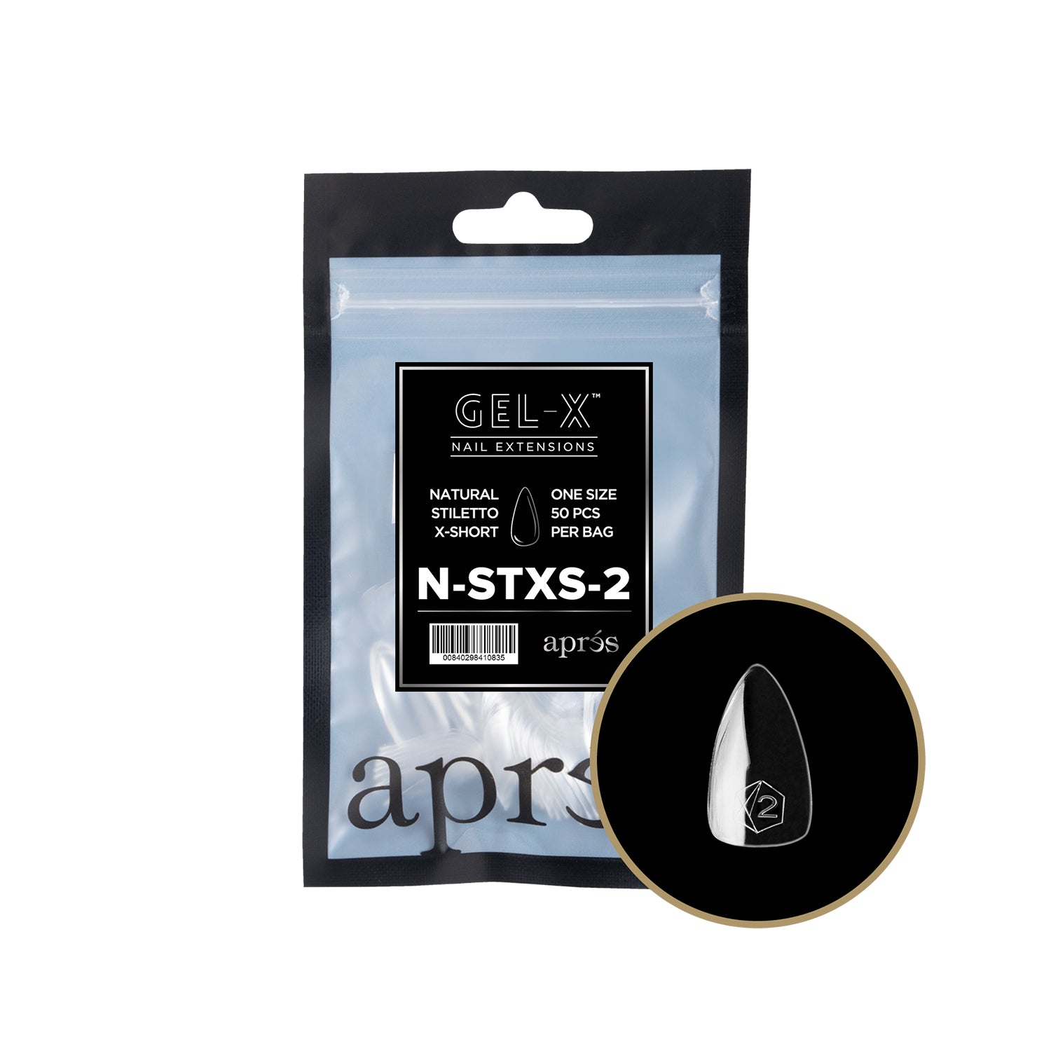 Apres Gel-X Tips Natural Stiletto X-Short Refill NSTXS2