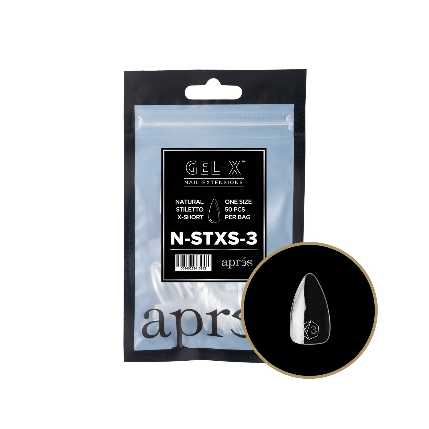 Apres Gel-X Tips Natural Stiletto X-Short Refill NSTXS3