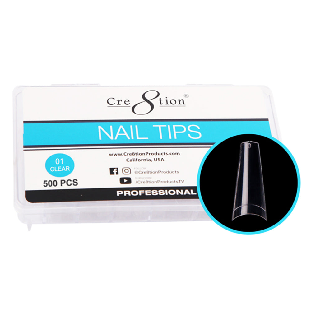 Cre8tion Nail Tips 500pcs 01 Clear Coffin 15129