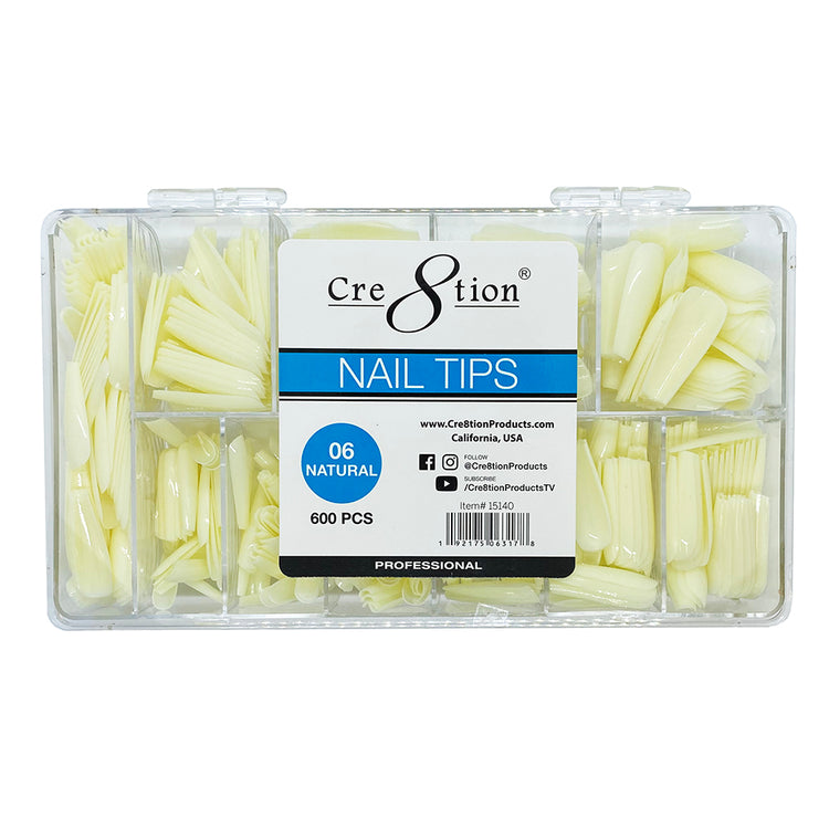 Cre8tion Nail Tips 600pcs 06 Natural Coffin 15140