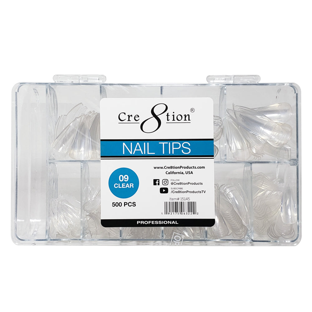 Cre8tion Nail Tips 500pcs 09 Clear Super Curve Stellito15145