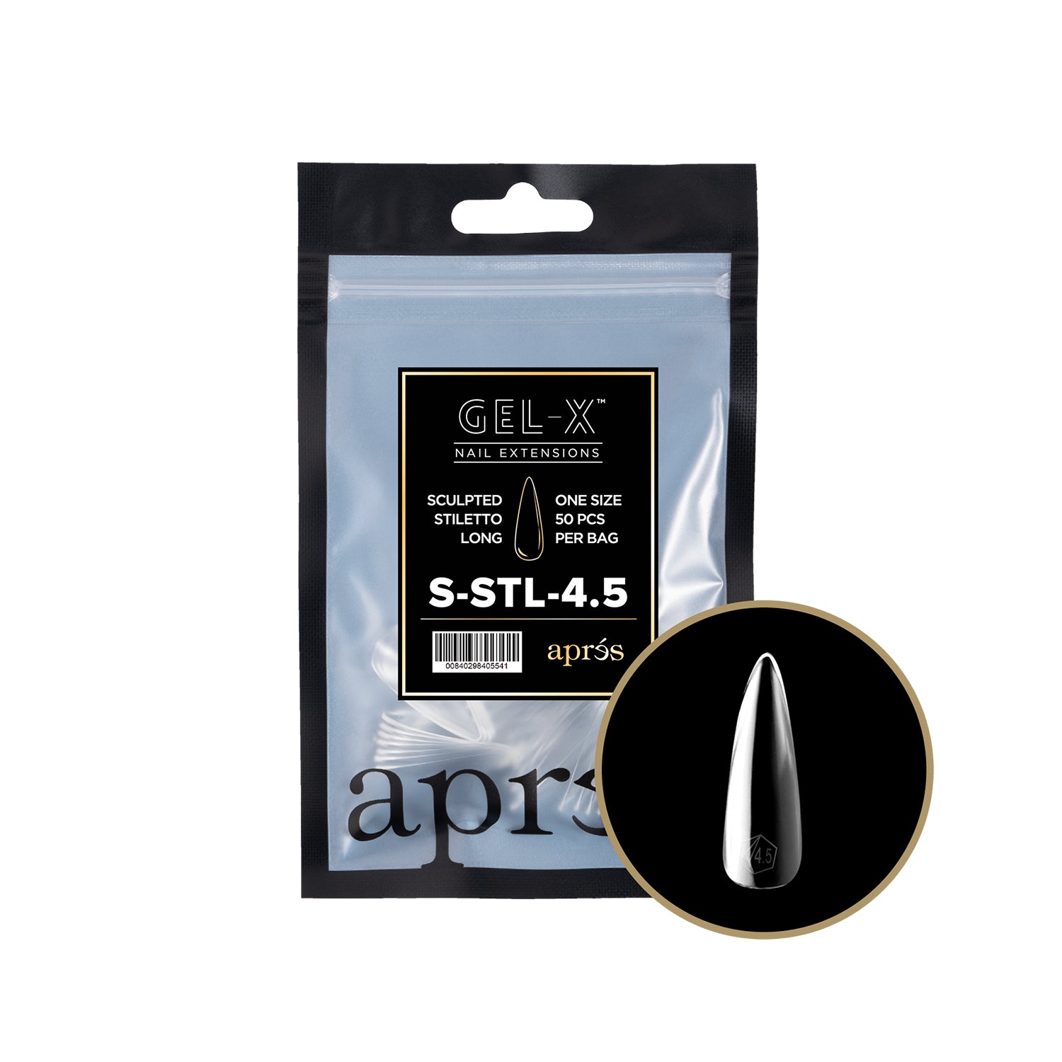 Apres Gel-X Tips Sculpted Stiletto Long 50PK SSTL4.5 40554