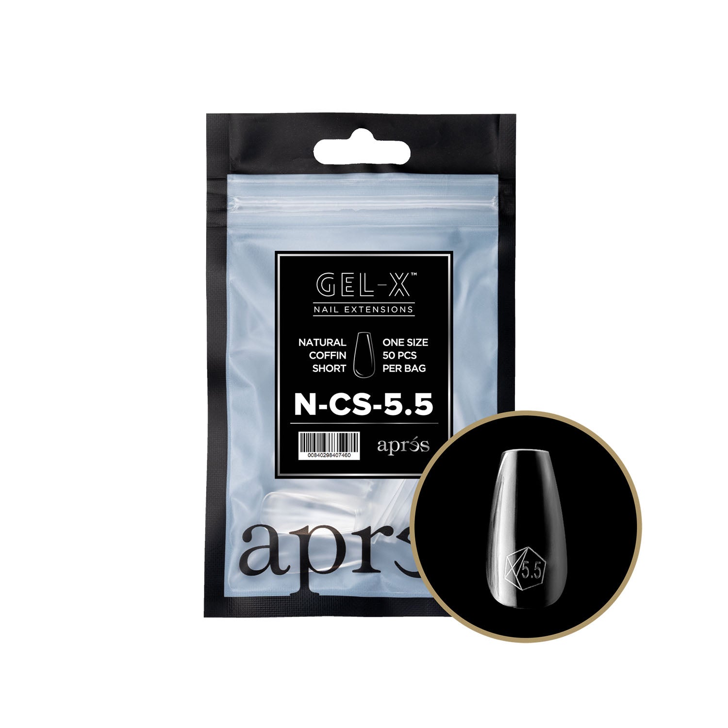 Apres Gel-X Tips Natural Coffin Short Refill Bag NCS5.5