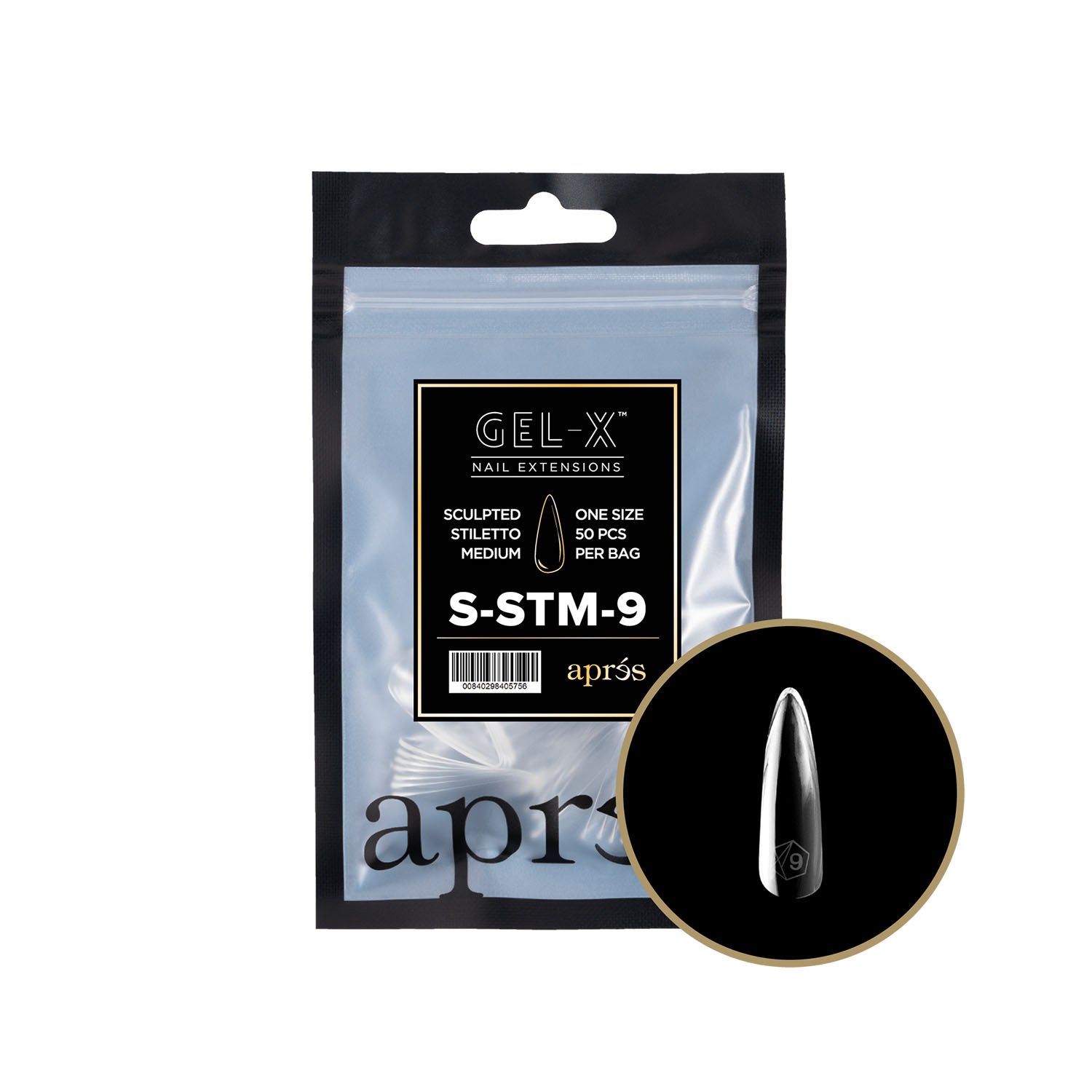 Apres Gel-X Tips Sculpted Stiletto Medium 50PK SSTM9 40575