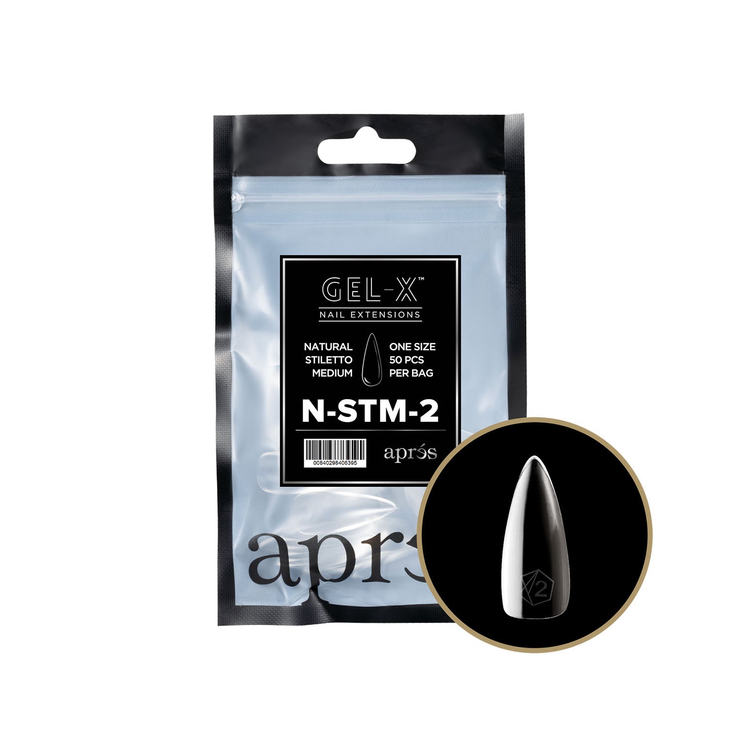 Apres Gel-X Tips Natural Stiletto Medium 50PK NSTM2/41219