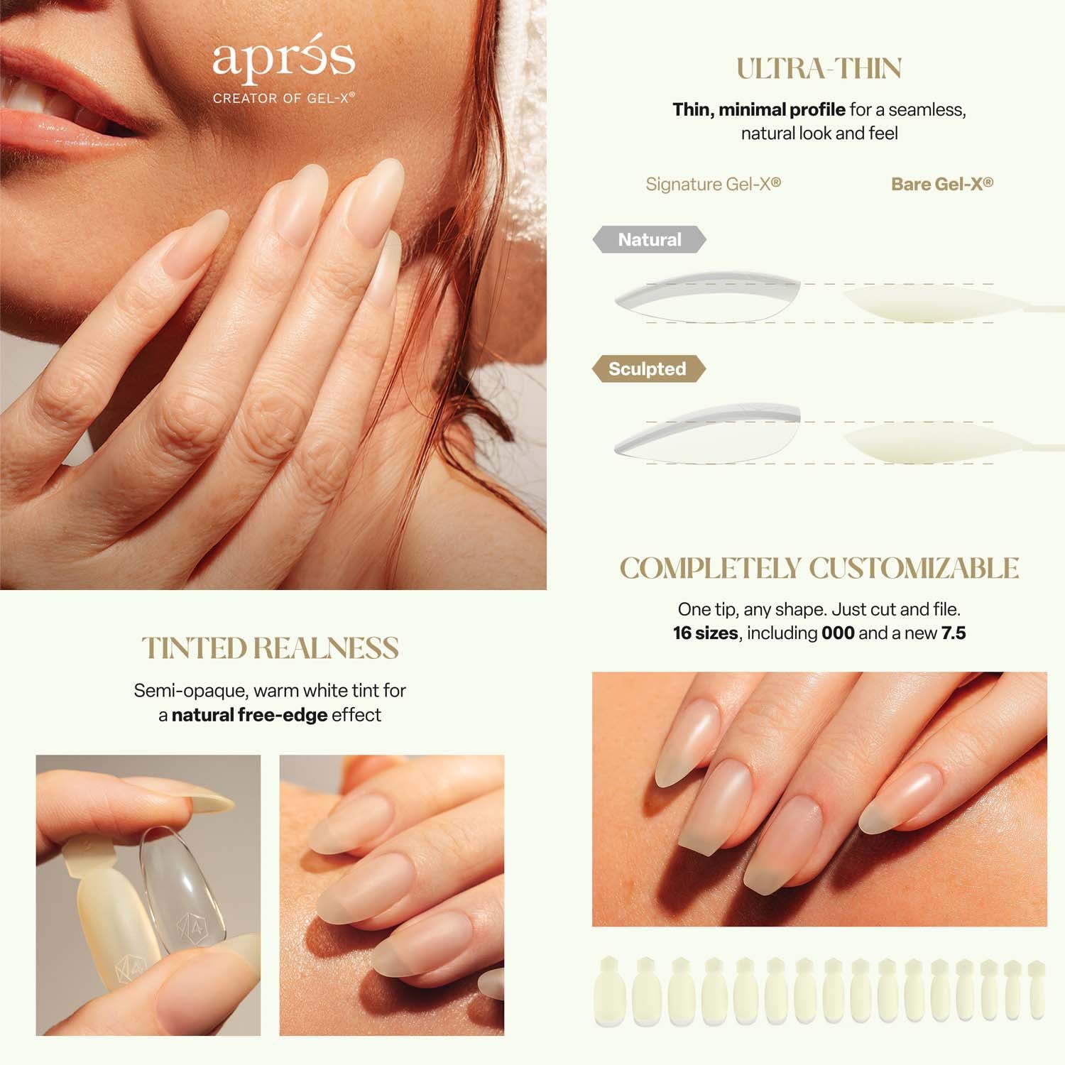 Apres Bare Gel-X Natural Tips 280Pcs 16 Sizes AP-3BRN-280