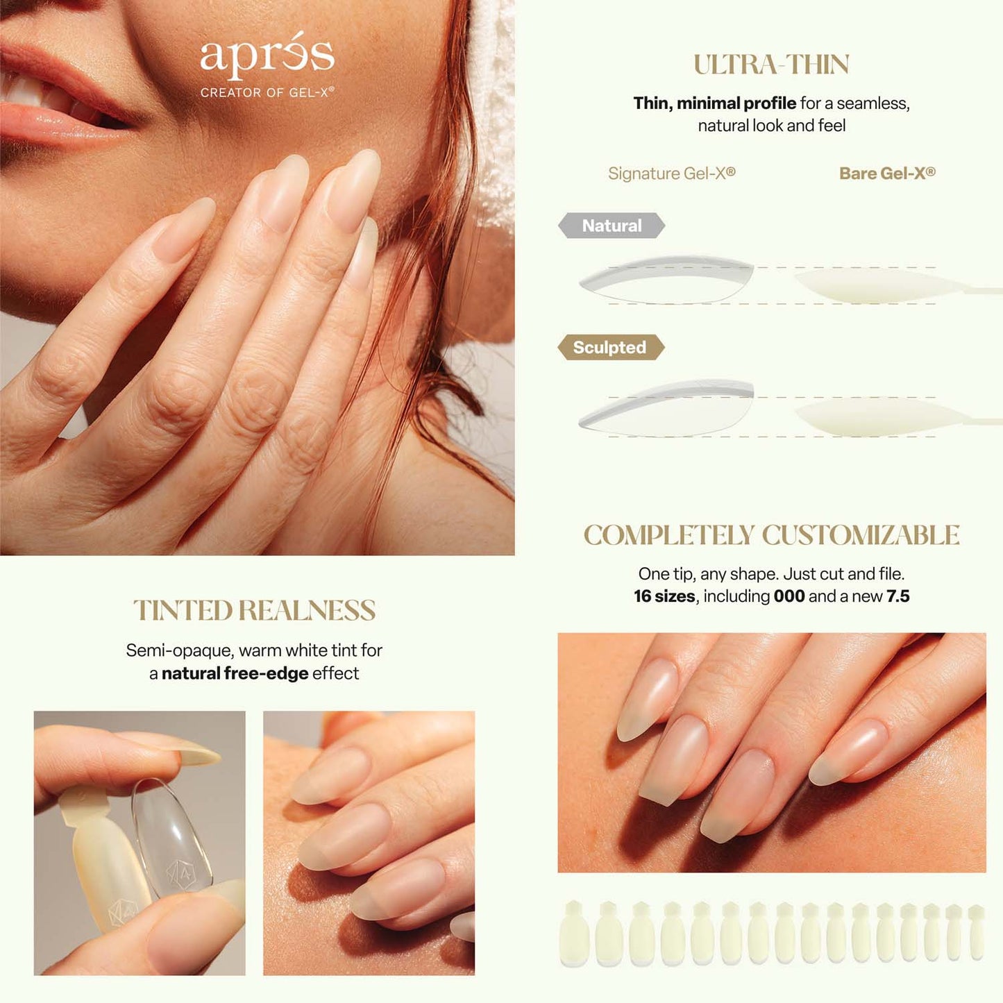 Apres Bare Gel-X Natural Tips 280Pcs 16 Sizes AP-3BRN-280