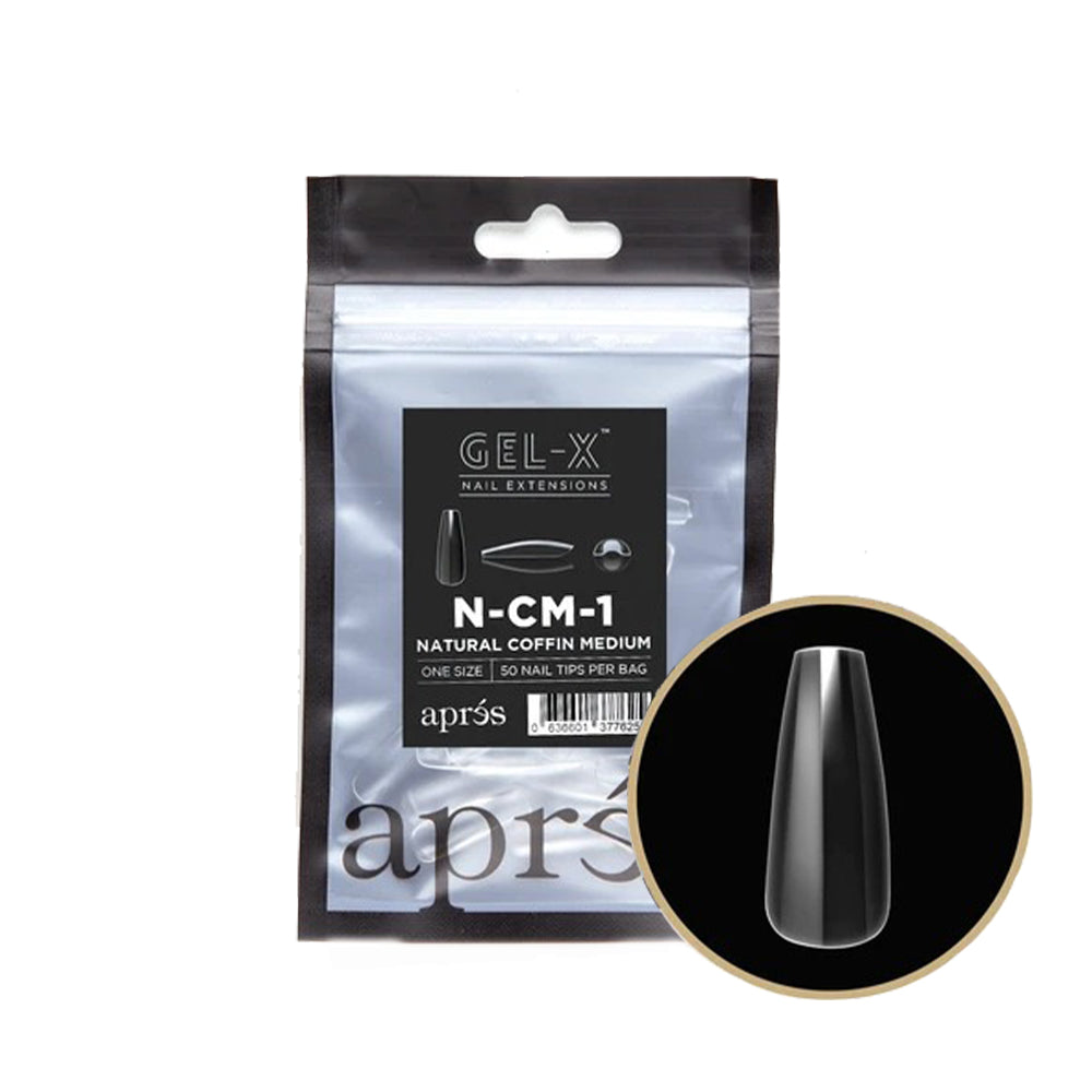 Apres Gel-X Individual Tips Natural Coffin Medium 50PK NCM1
