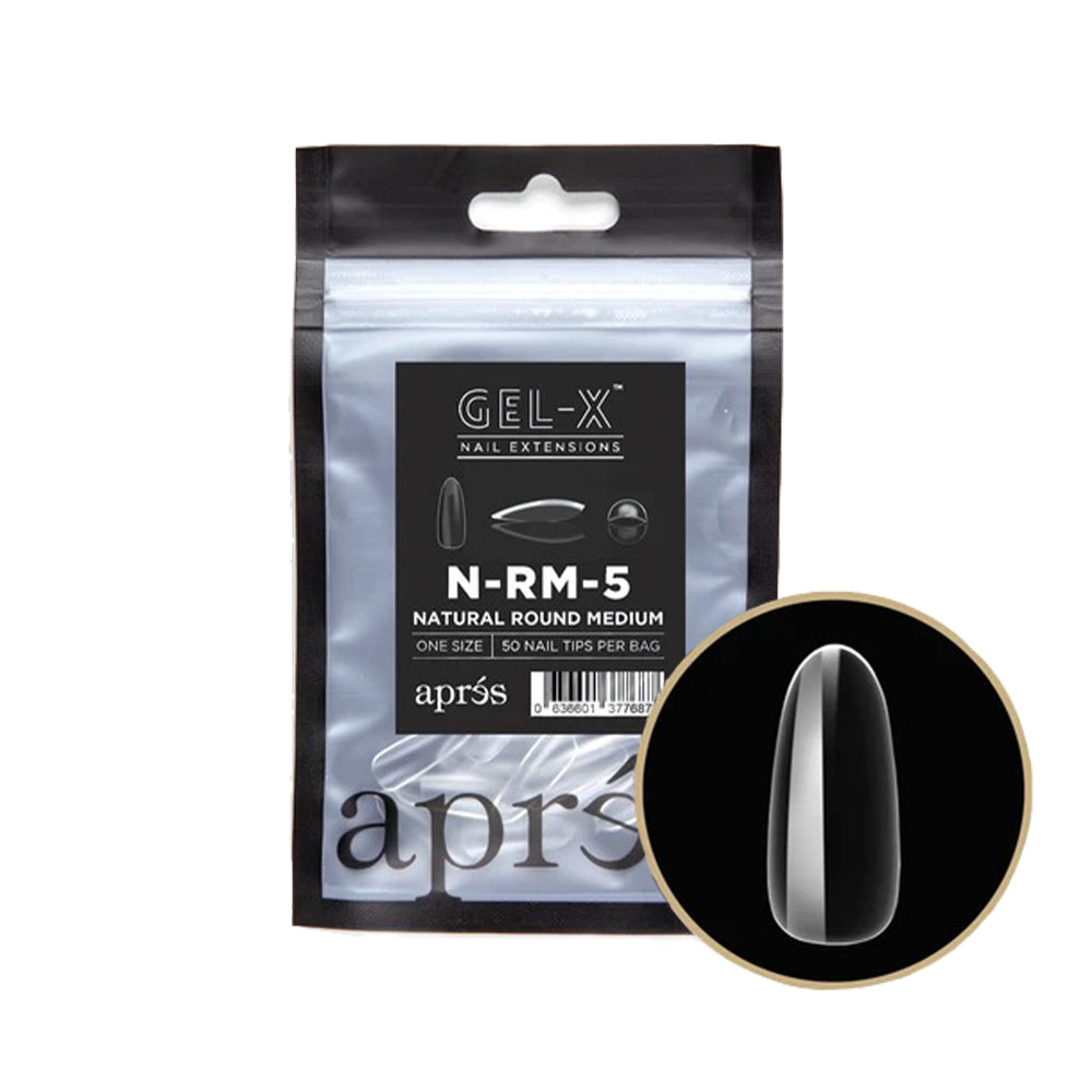 Apres Gel-X Tips Natural Round Medium 50PK NRM5 07873